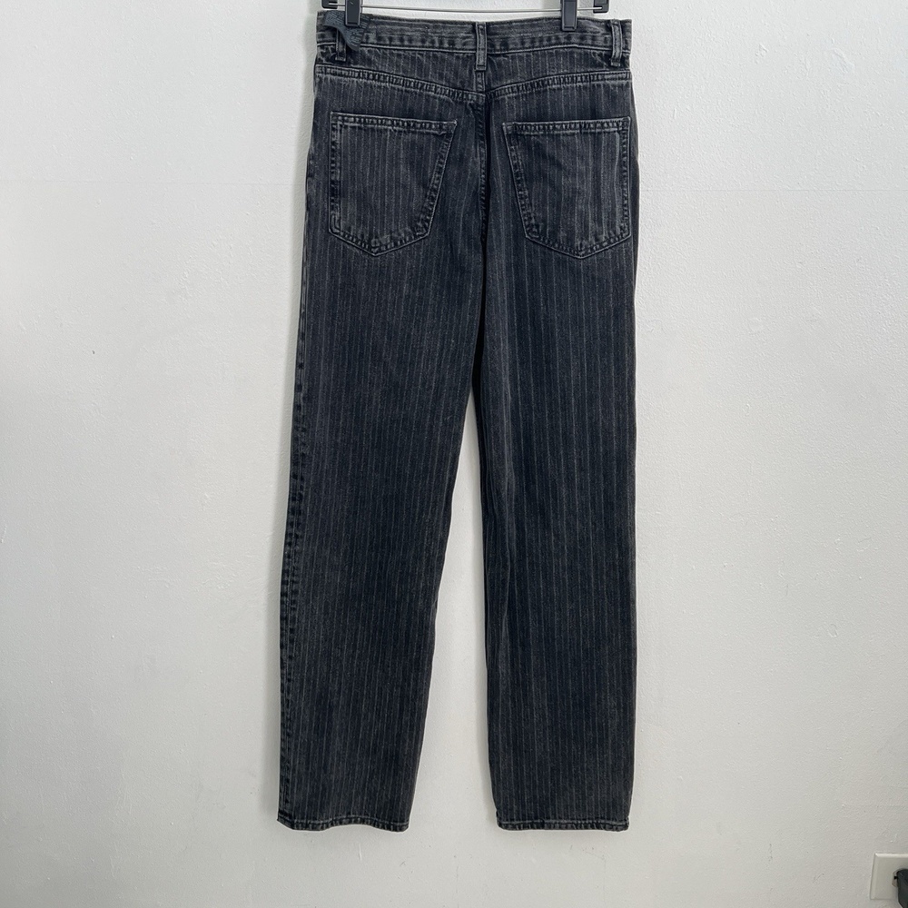 NEW Zara Pinstripe Straight Leg Jeans Denim Pants Size 6 Charcoal Gray - Picture 5 of 7